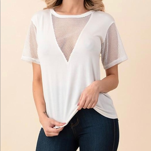 Mesh V neck tee - Picture 1 of 9